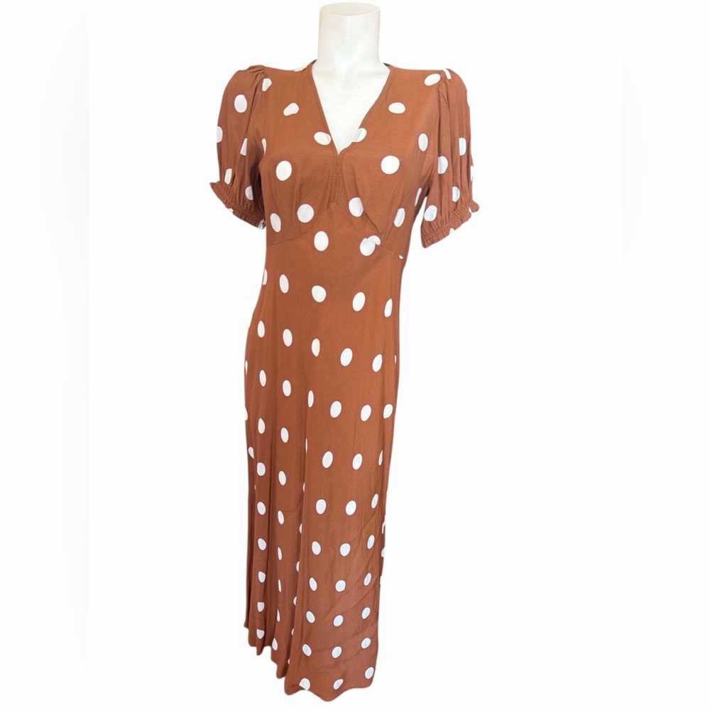 a new day Brown and White Polka Dot Maxi Dress